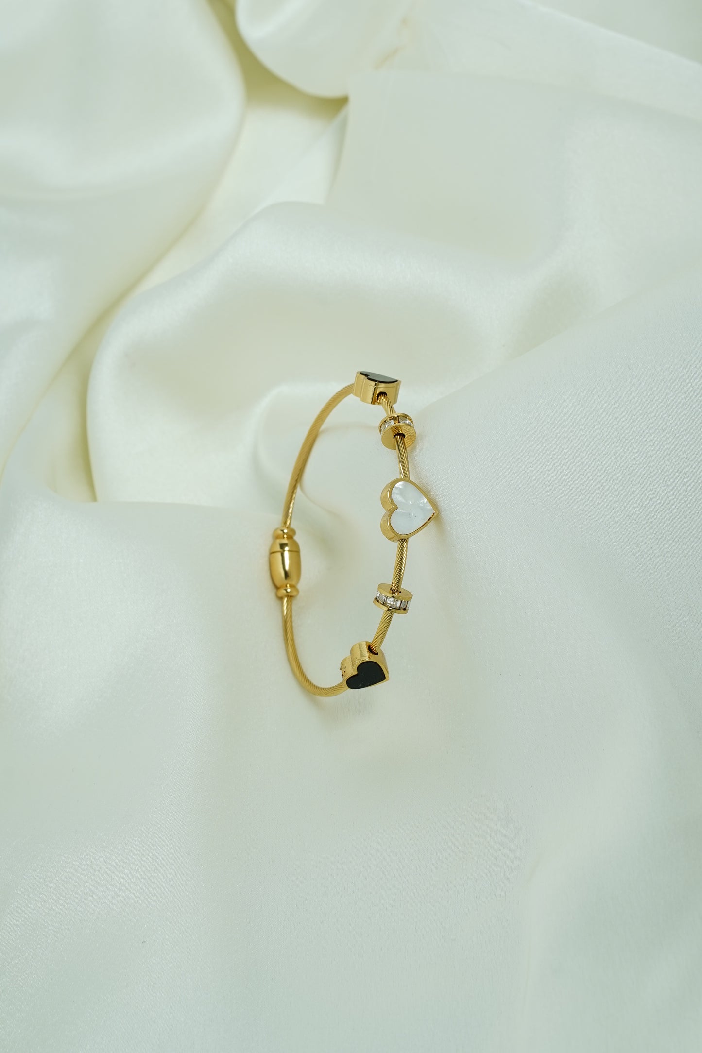 Black and white heart gold