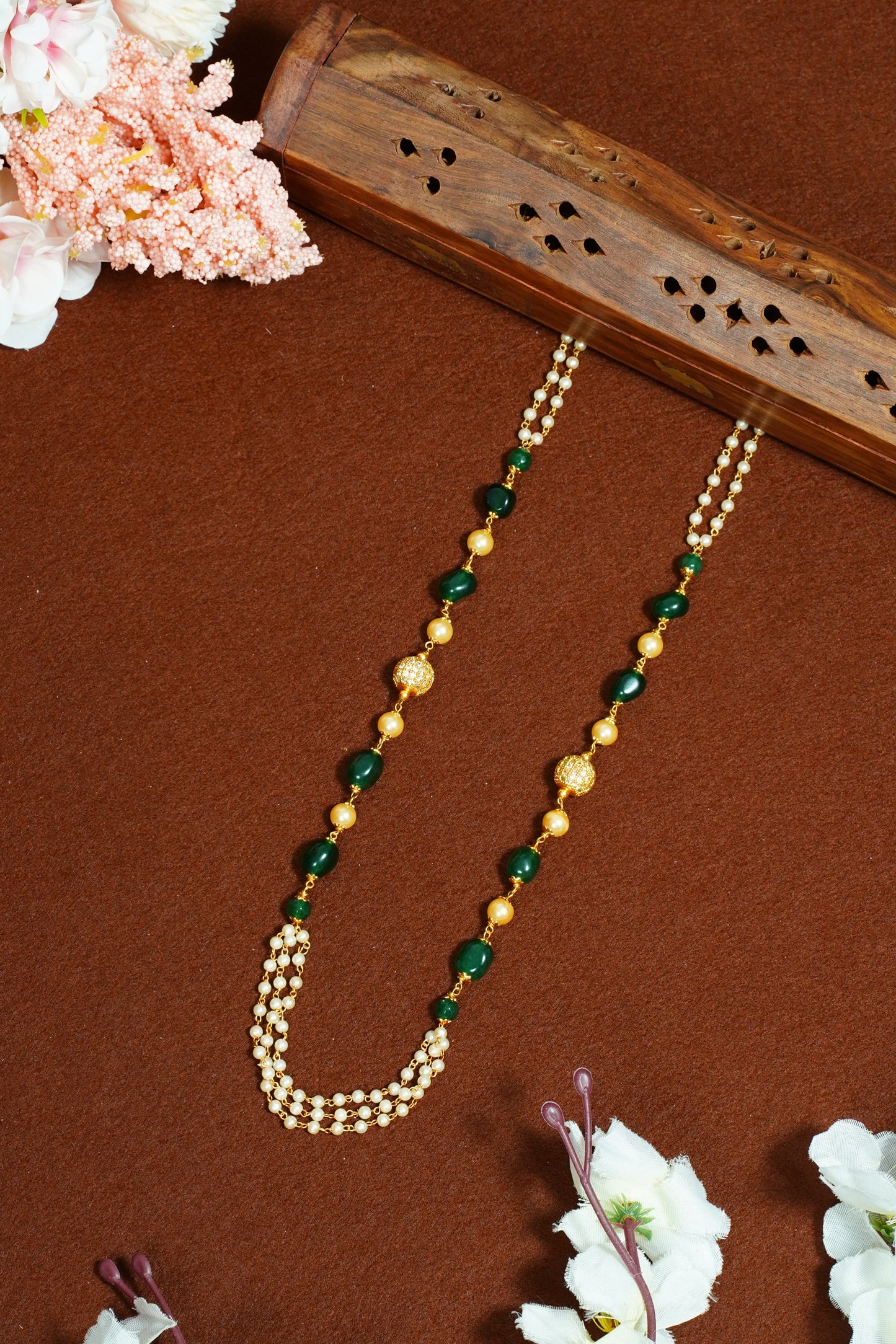 Green charm beads chain