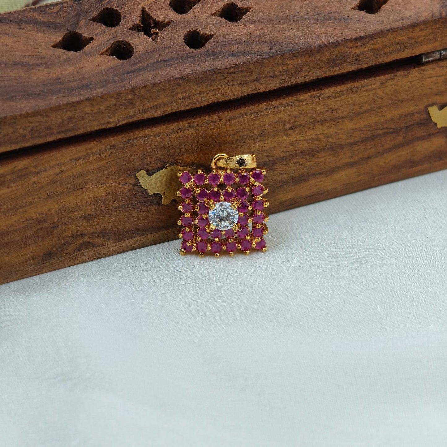 Tiny Ruby Square Pendant