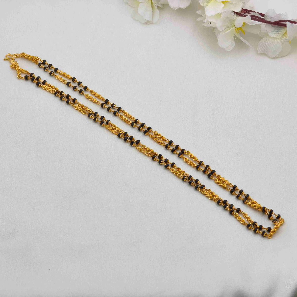 2 layer Black beads chain