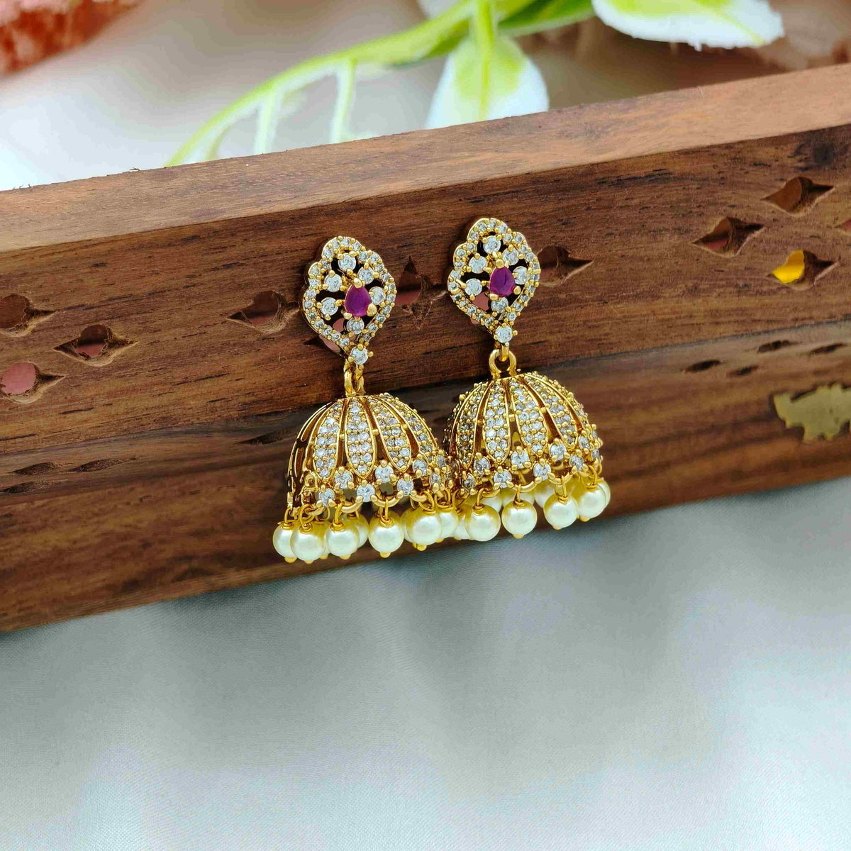 Mithra Ruby Jhumkas