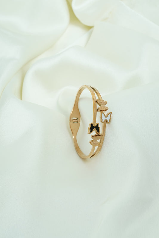 Black and white butterfly rose gold
