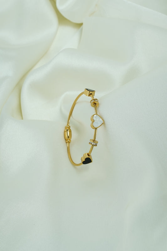 Black and white heart gold