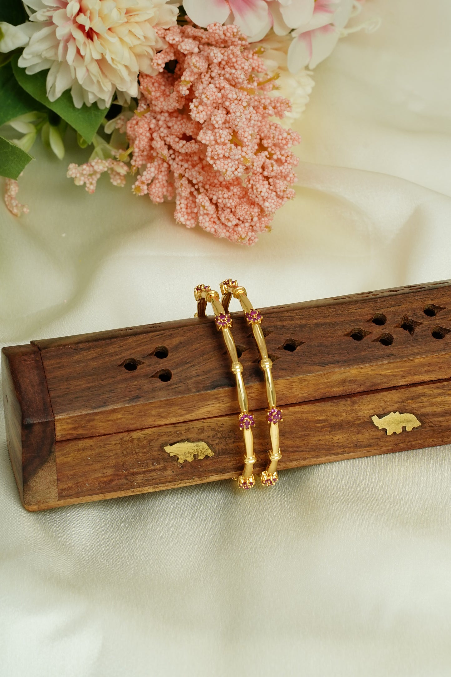 Full Ruby flower bangle