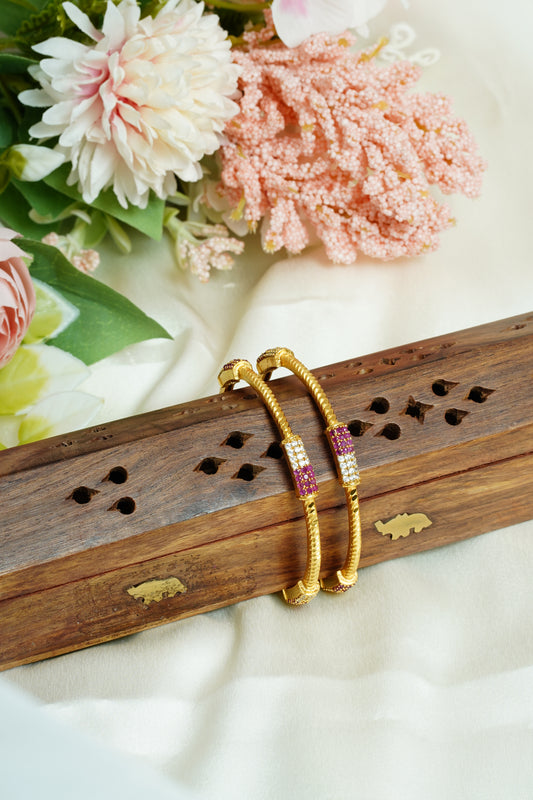 White with Ruby murukku bangle