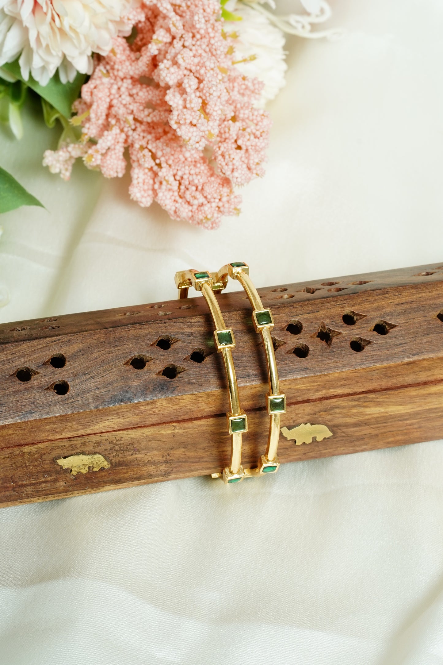 Green block bangle