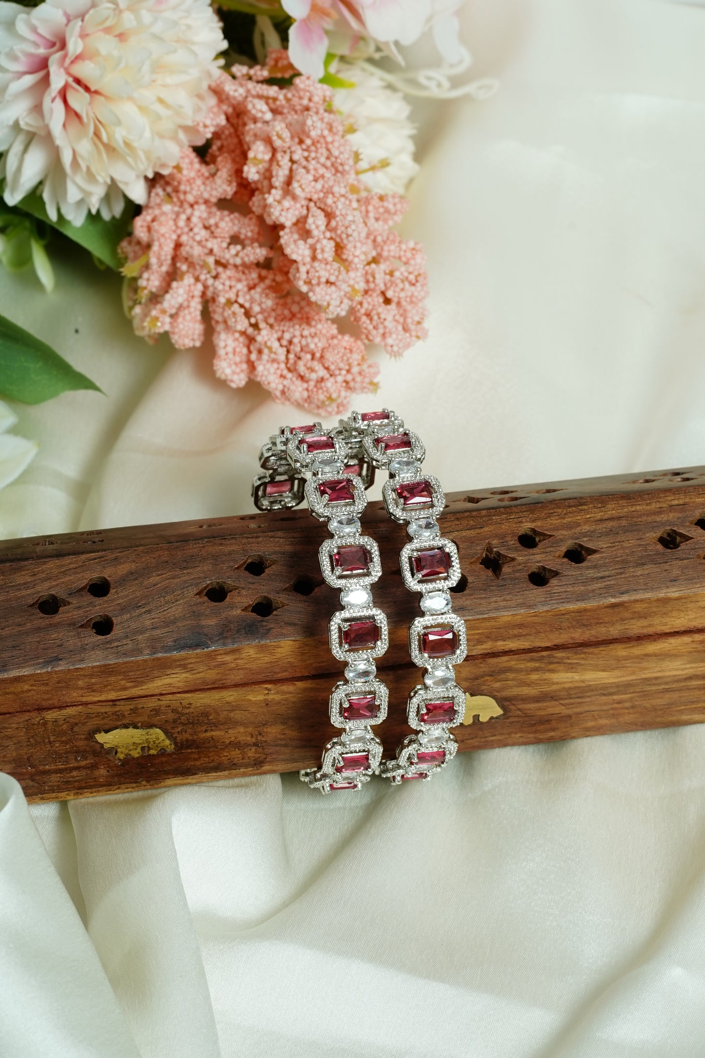 Royal ruby block bangle