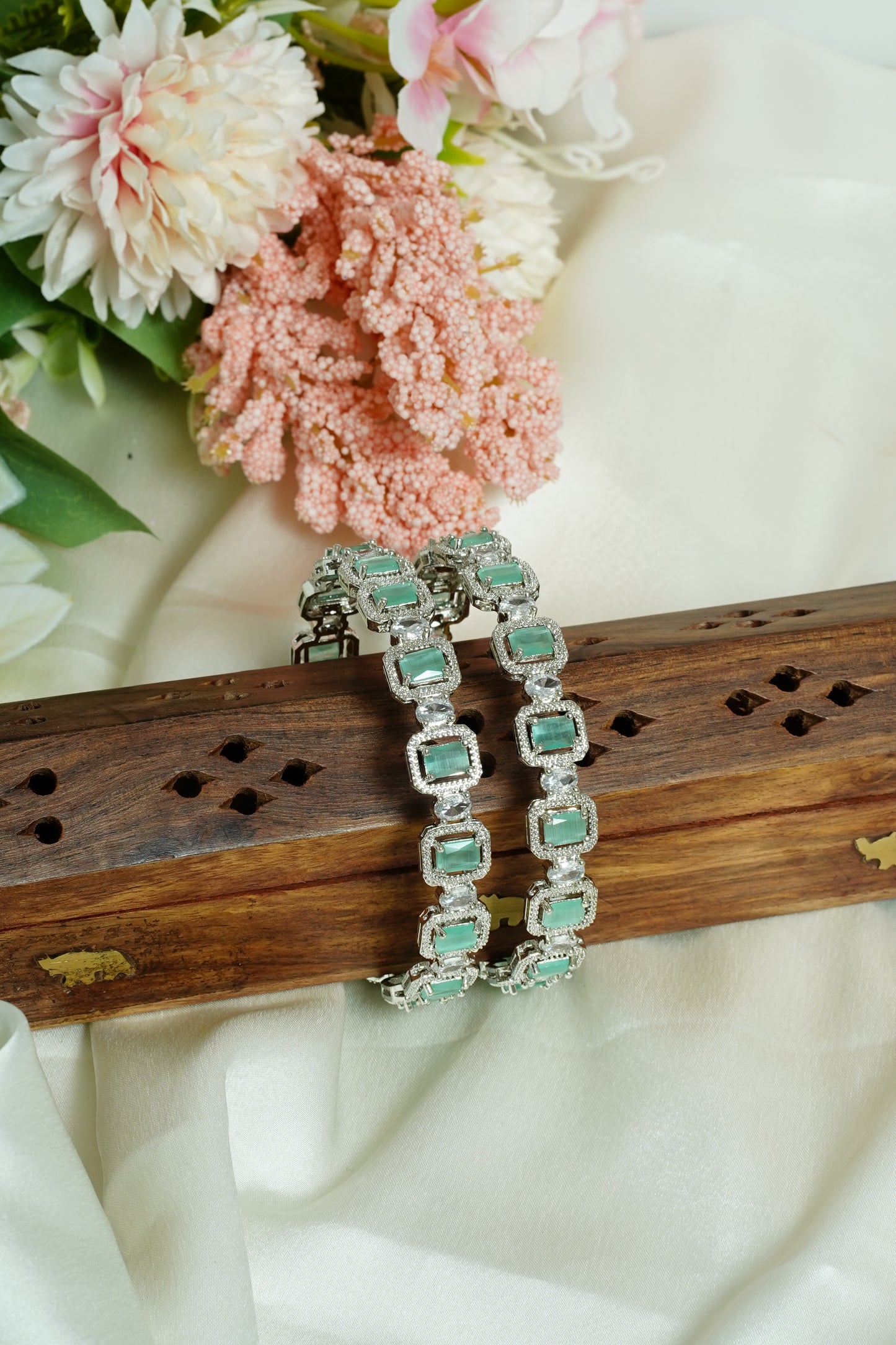 Aqua blue stone bangle