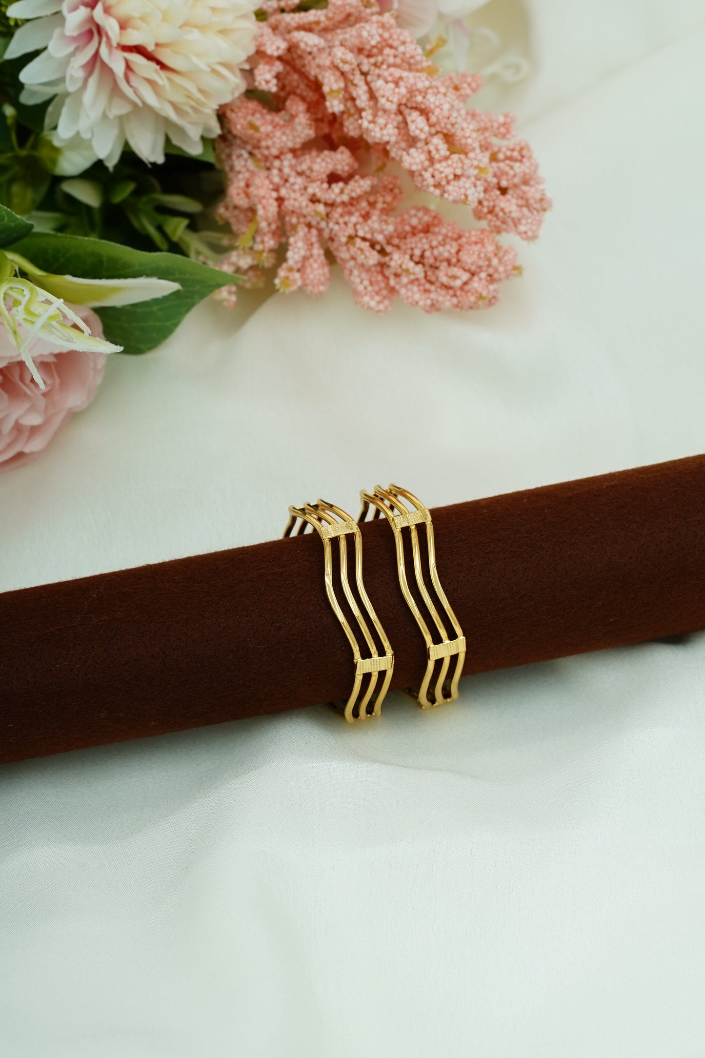 Three layer wave baby bangle