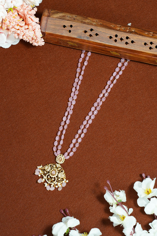 Two layer pastel peacock beads chain