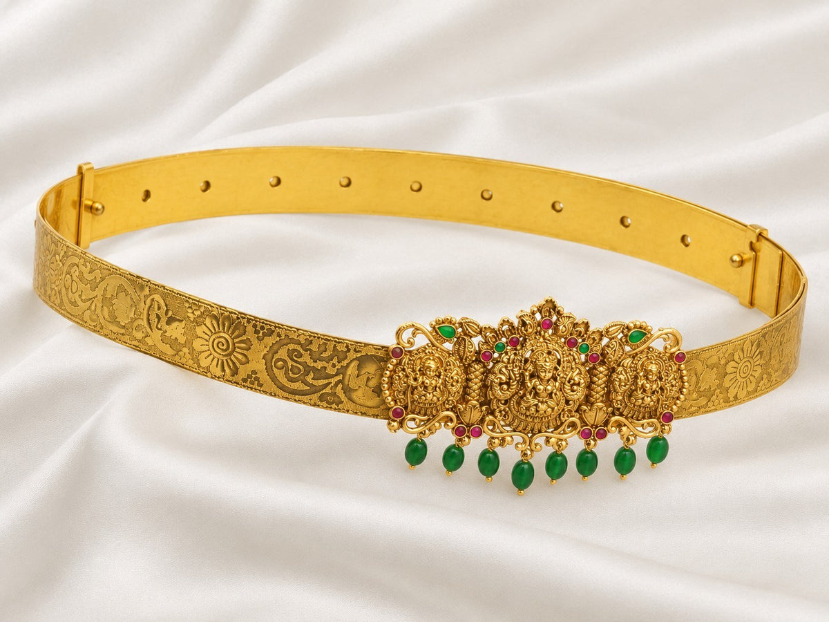 Bold green beads hanging hipbelt(Adult)