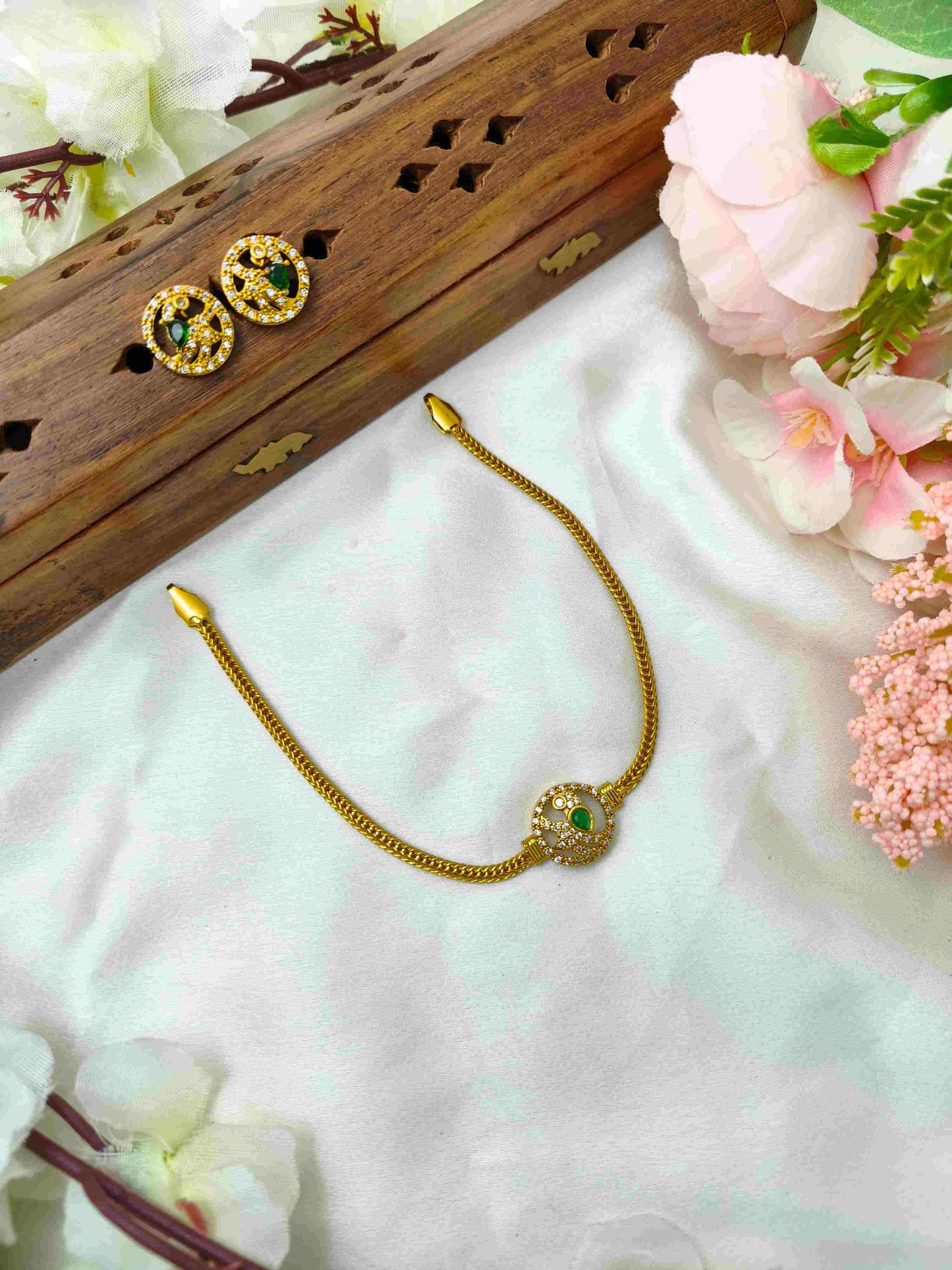 Peacock stamp necklace