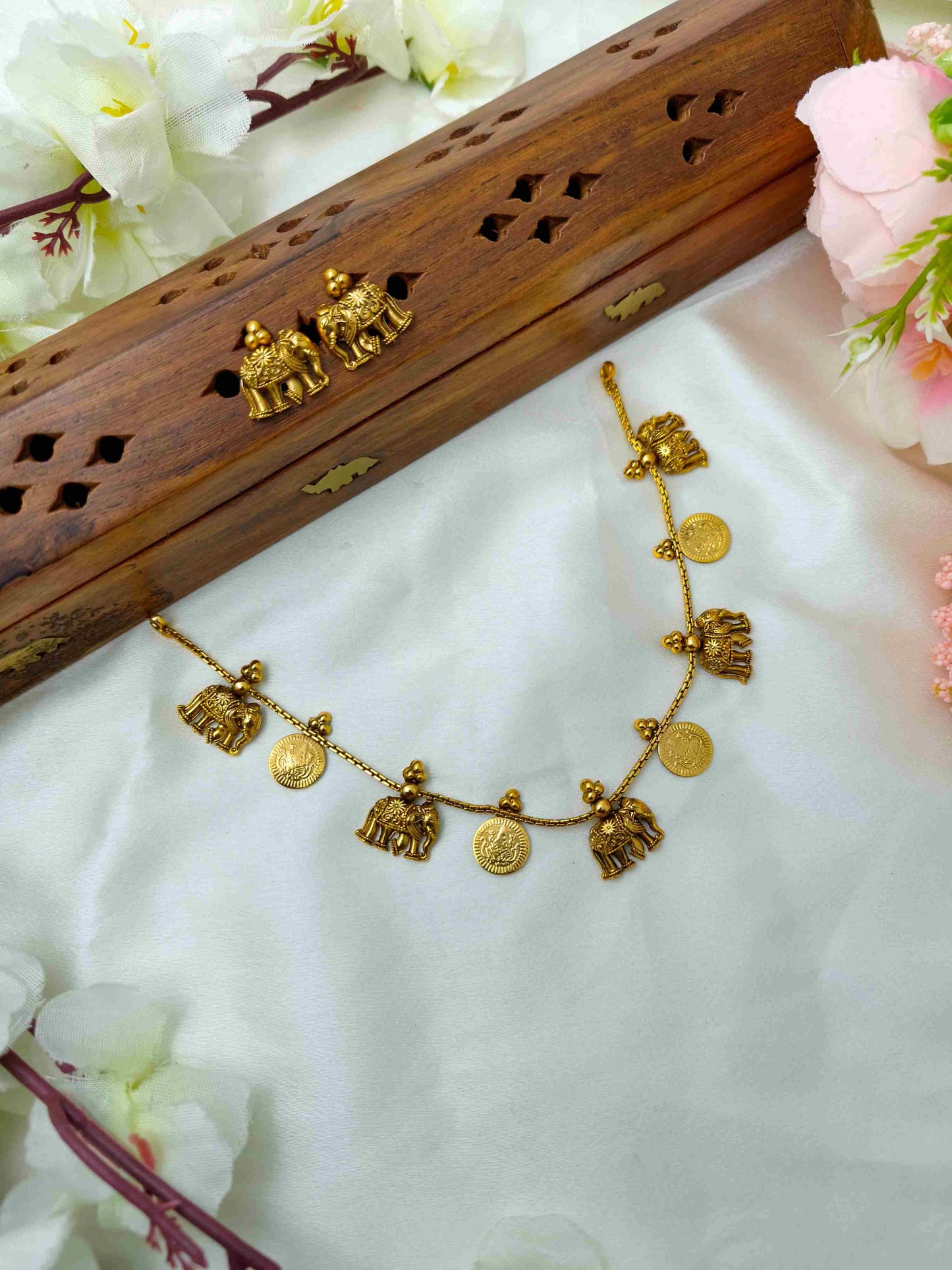 Coin elephant necklace
