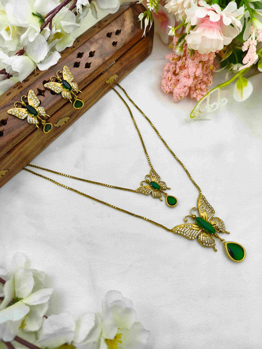 Double layer butterfly necklace