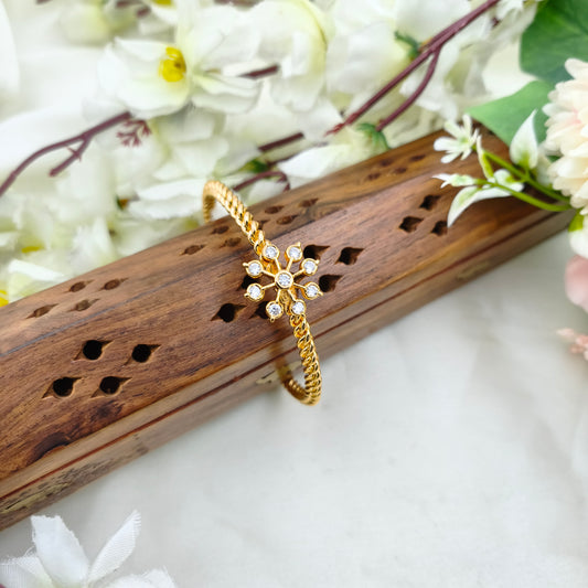 Solid 9 stone flower bangle