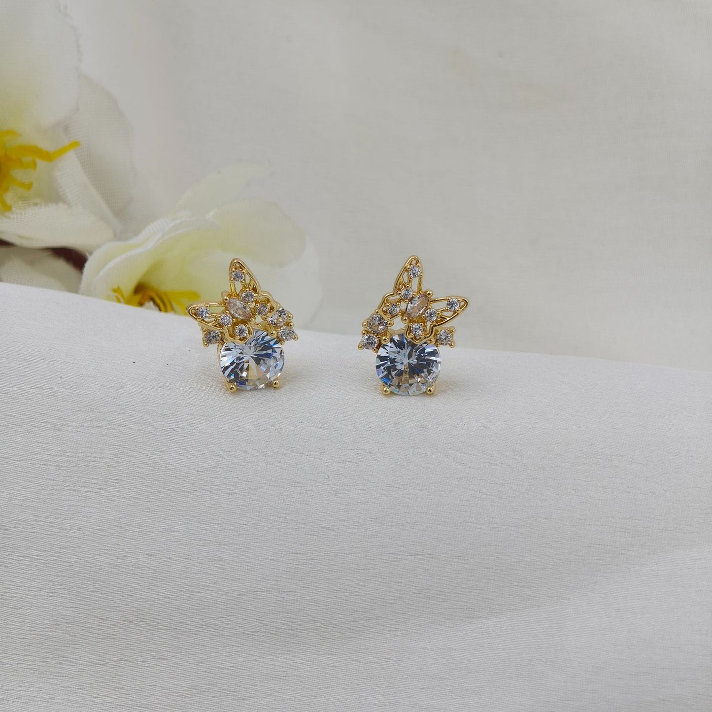 Diamond butterfly stud