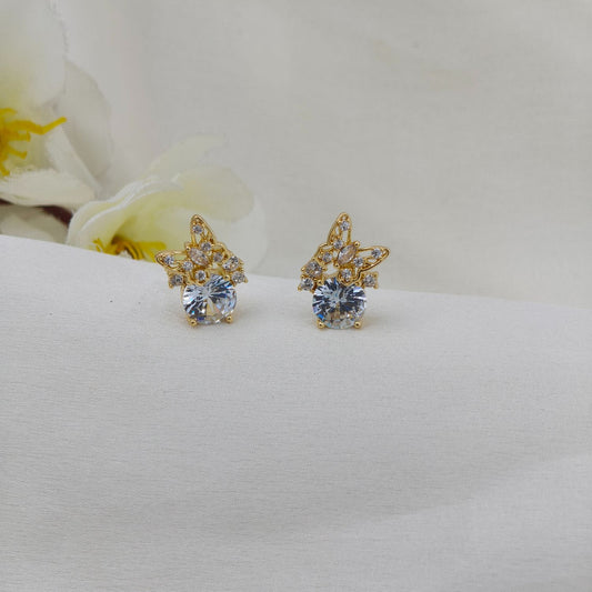 Diamond butterfly stud