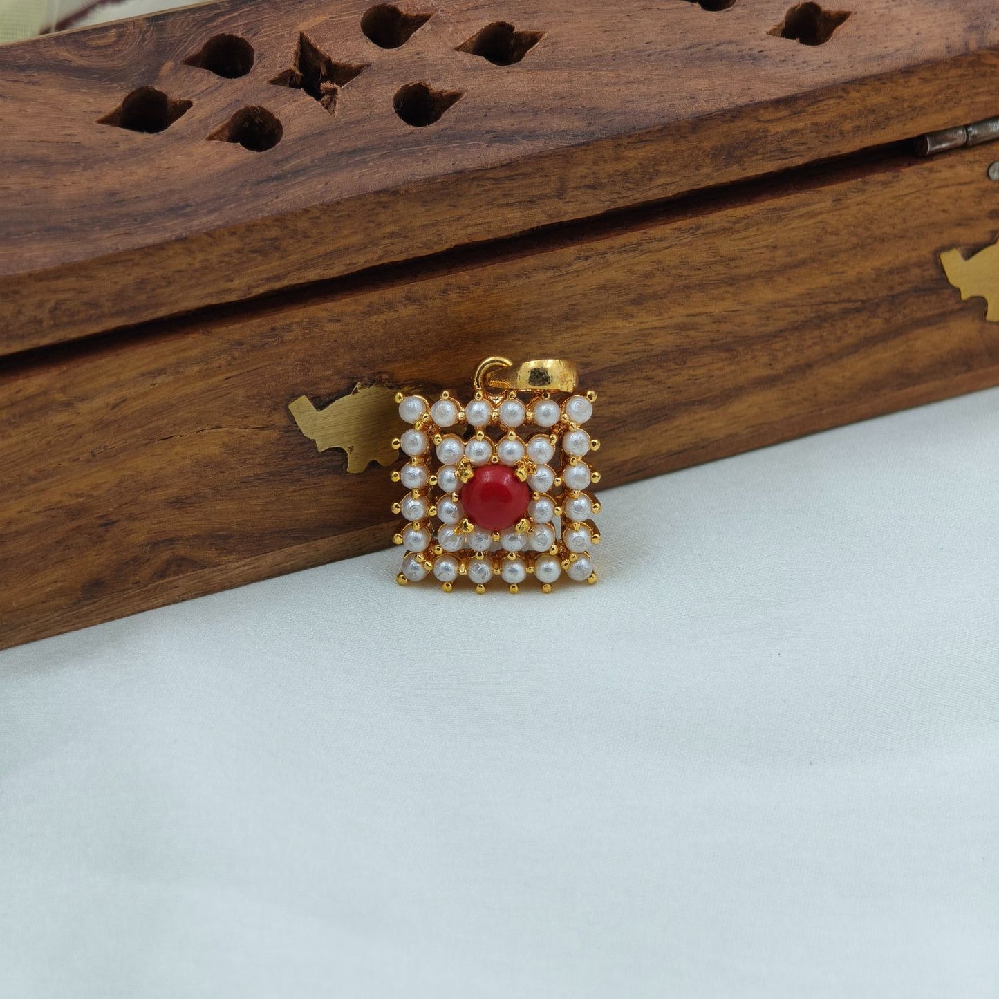 Tiny Pearl Coral Pendant