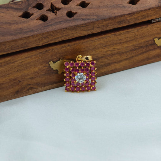Tiny Ruby Square Pendant