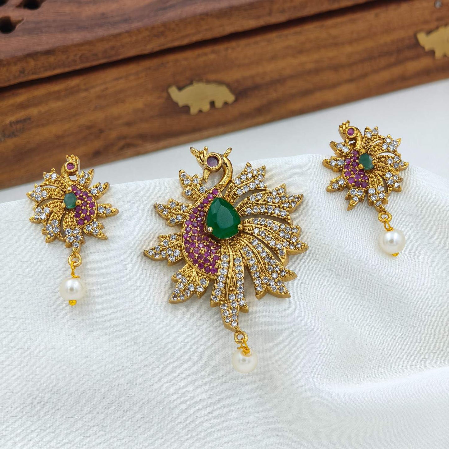 Feather peacock pendent