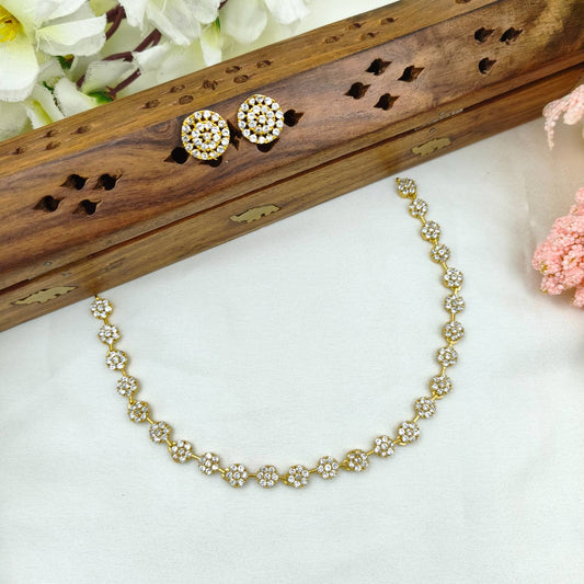 Vintage diamond round stone necklace