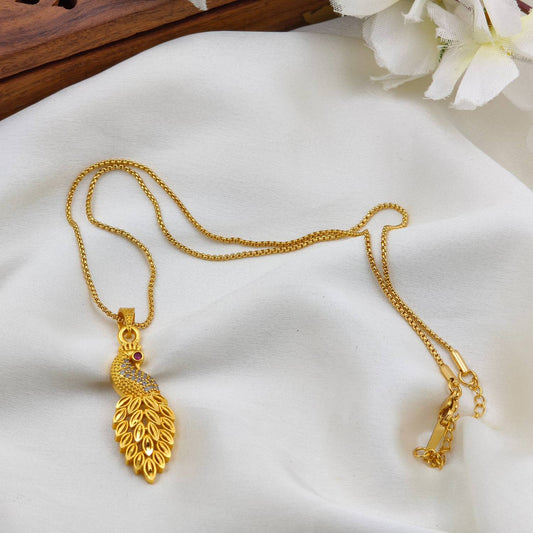 Gold feather peacock chain