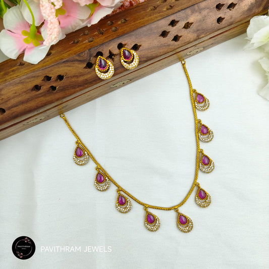 Drop Ruby Hanging Necklace