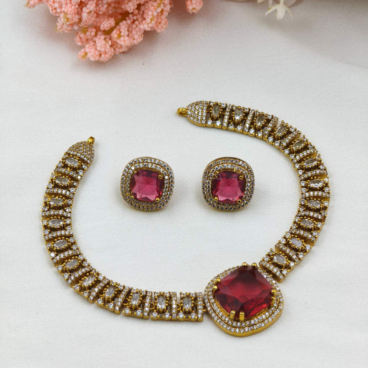 Royal Ruby Block Necklace