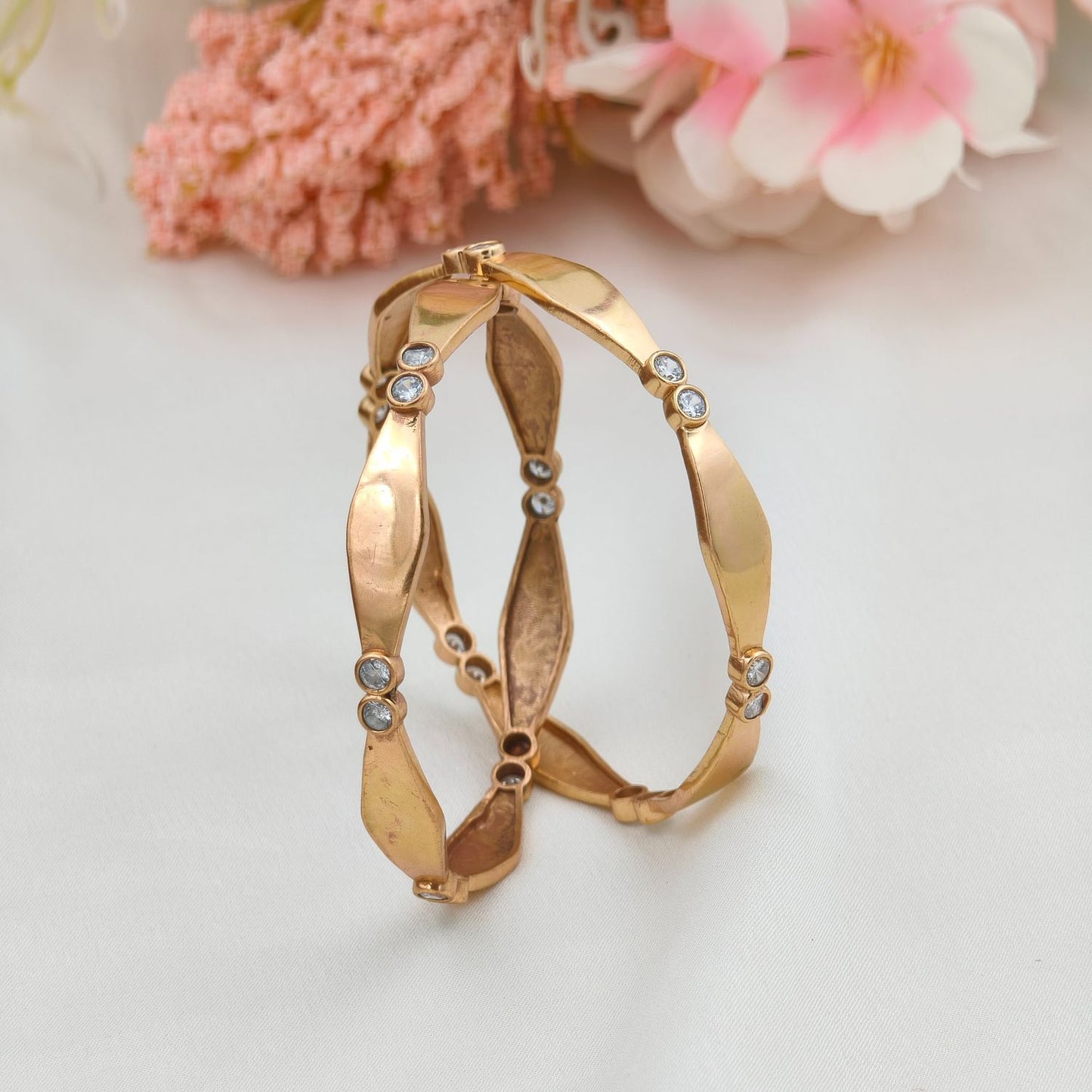 Impon flat white stone bangle