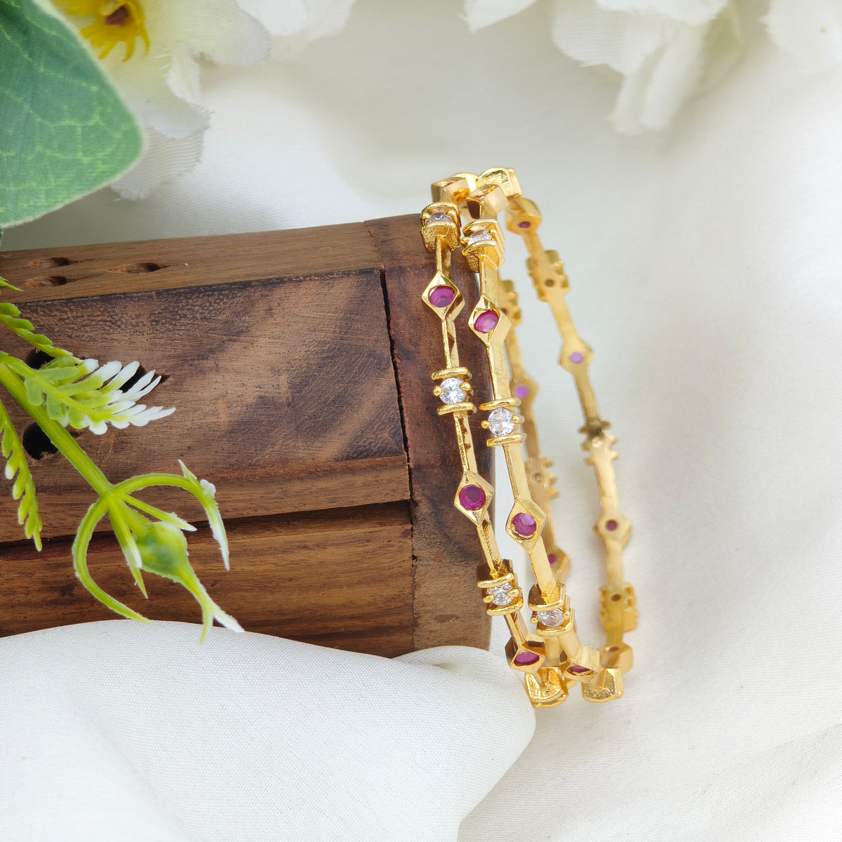 Ruby diamond cut bangle