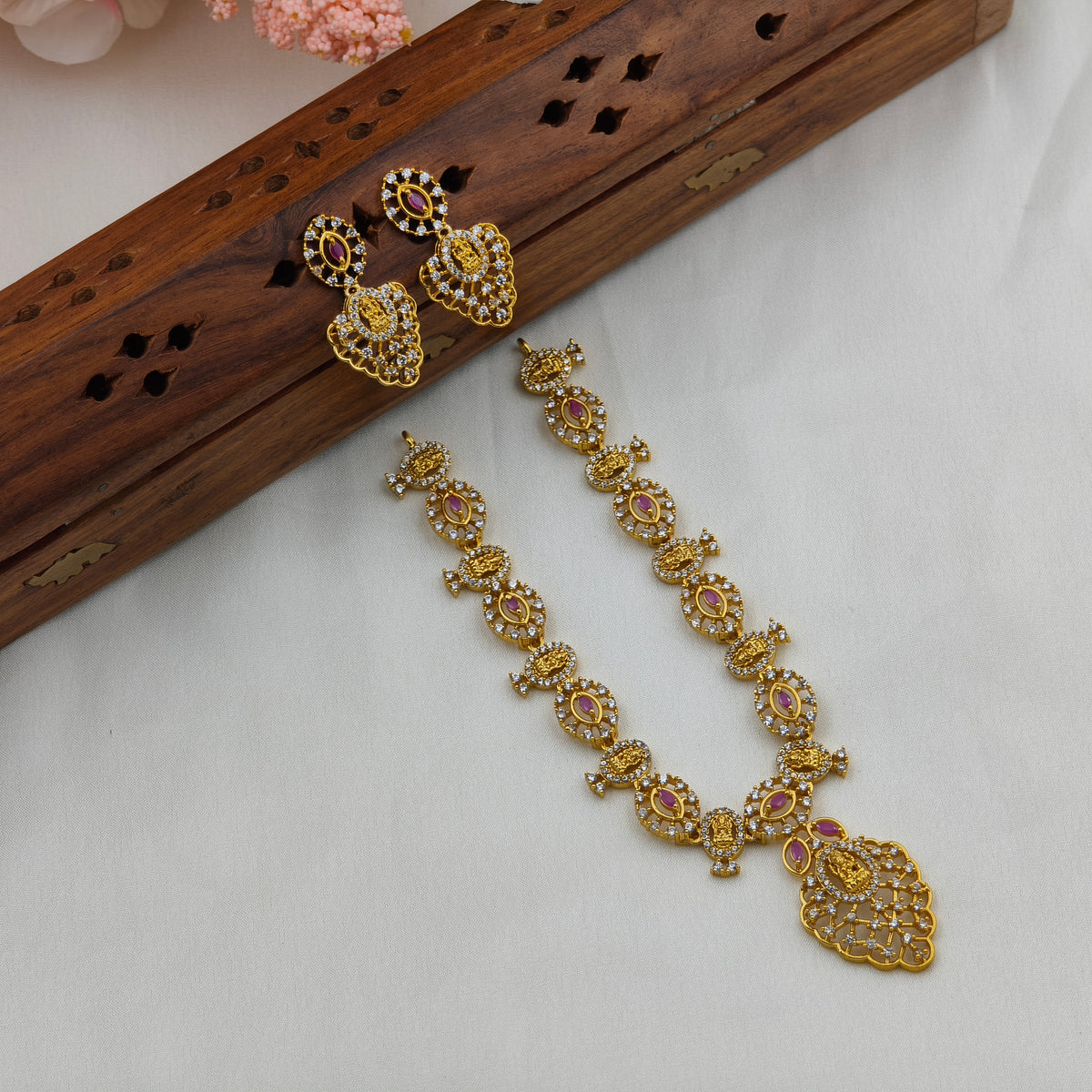 Classic Ruby stone lakshmi necklace