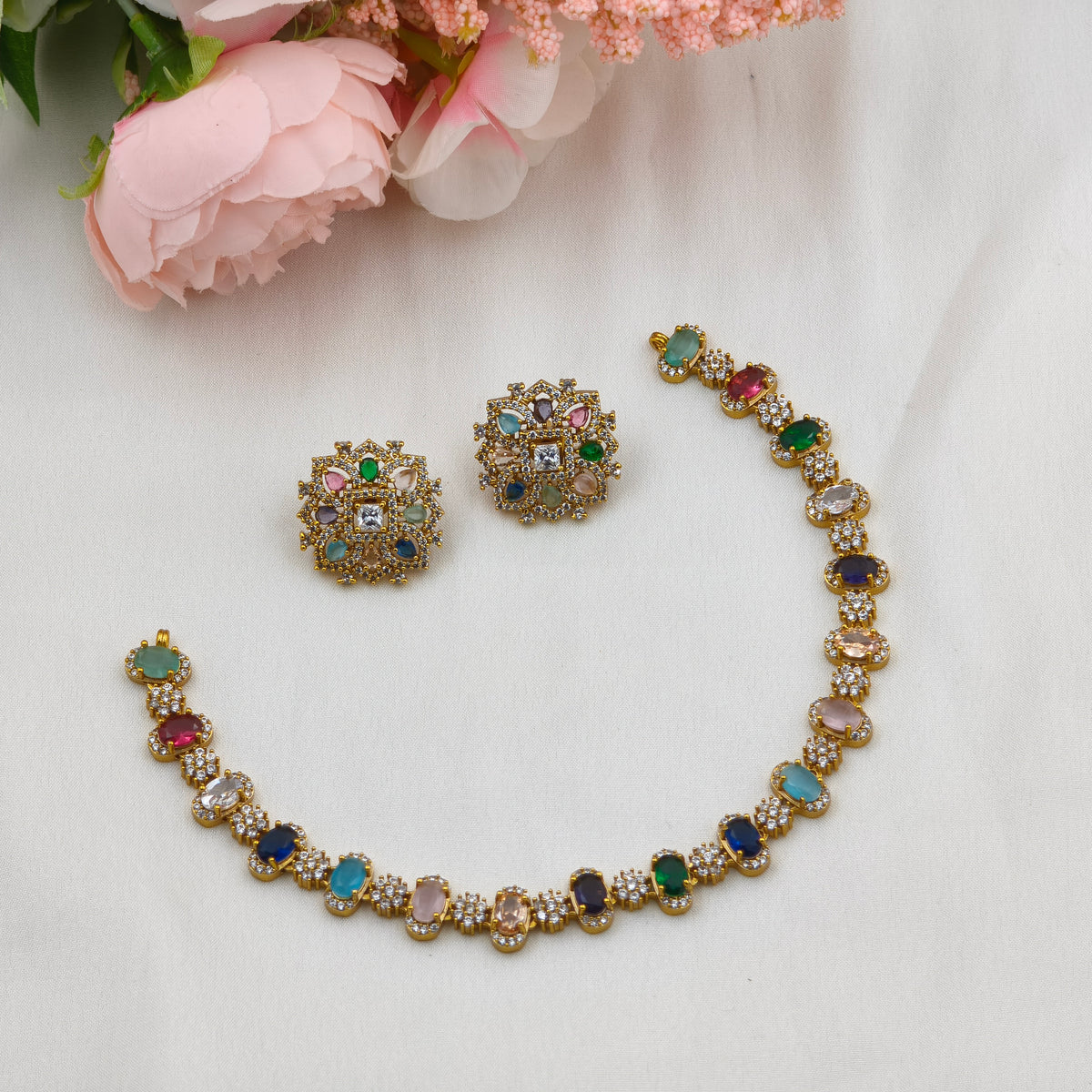 Navratna diamond necklace