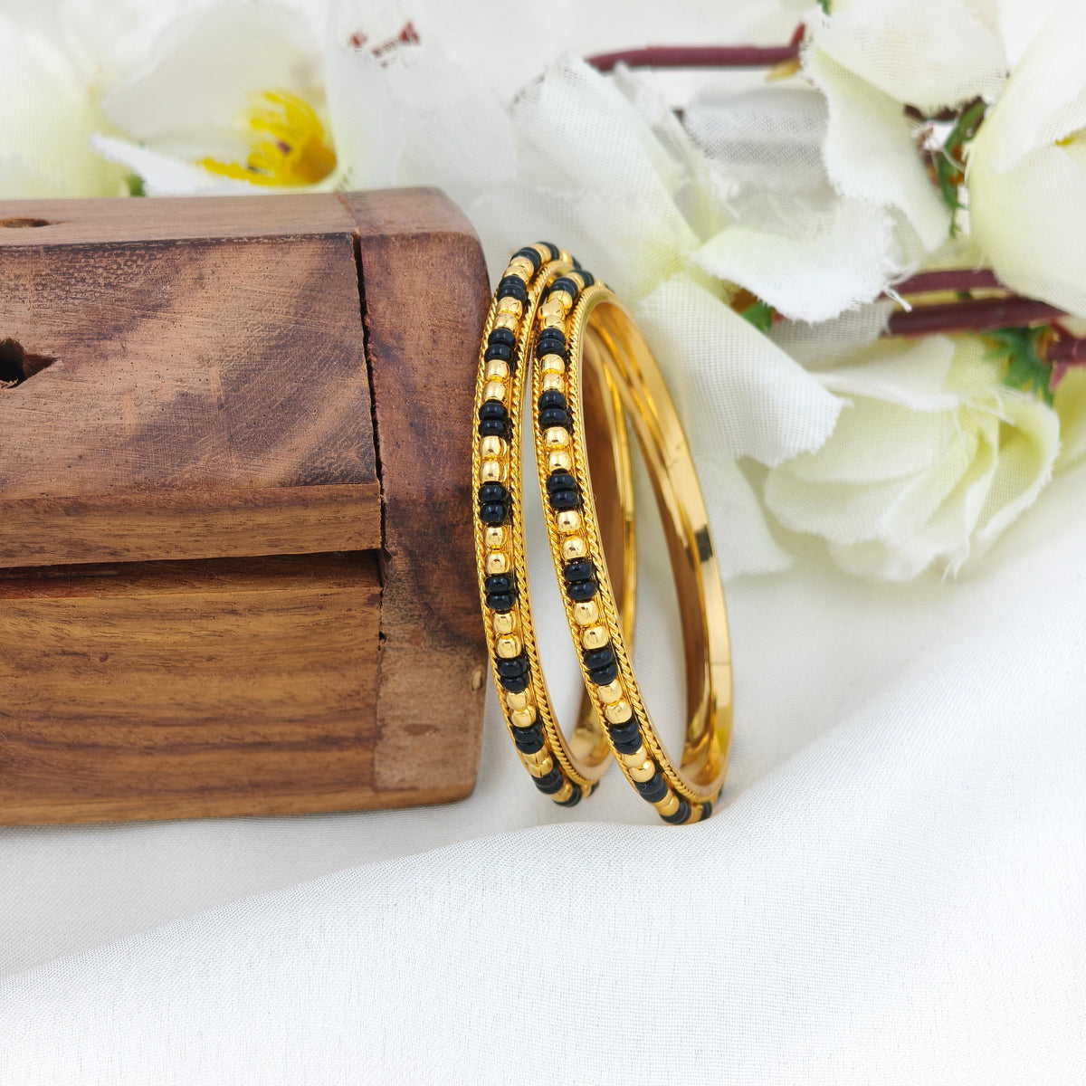 Black bead baby bangle 2.0