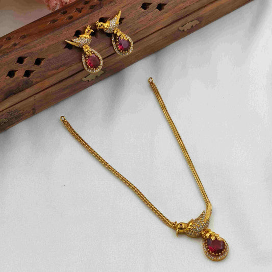 Rubystone bird necklace