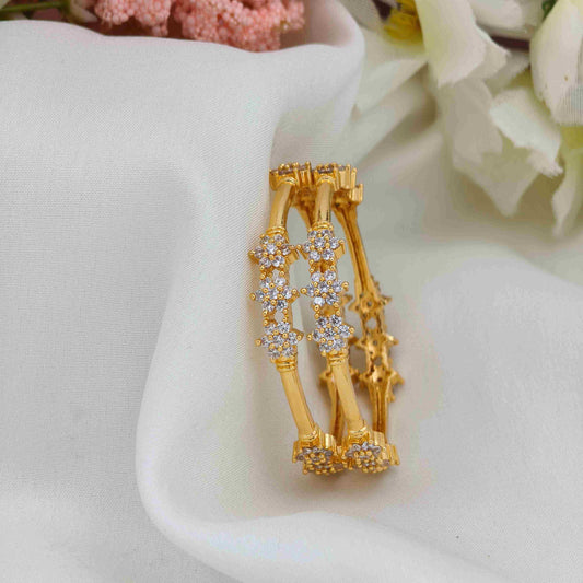 Three Flower Diamond Kids Bangle