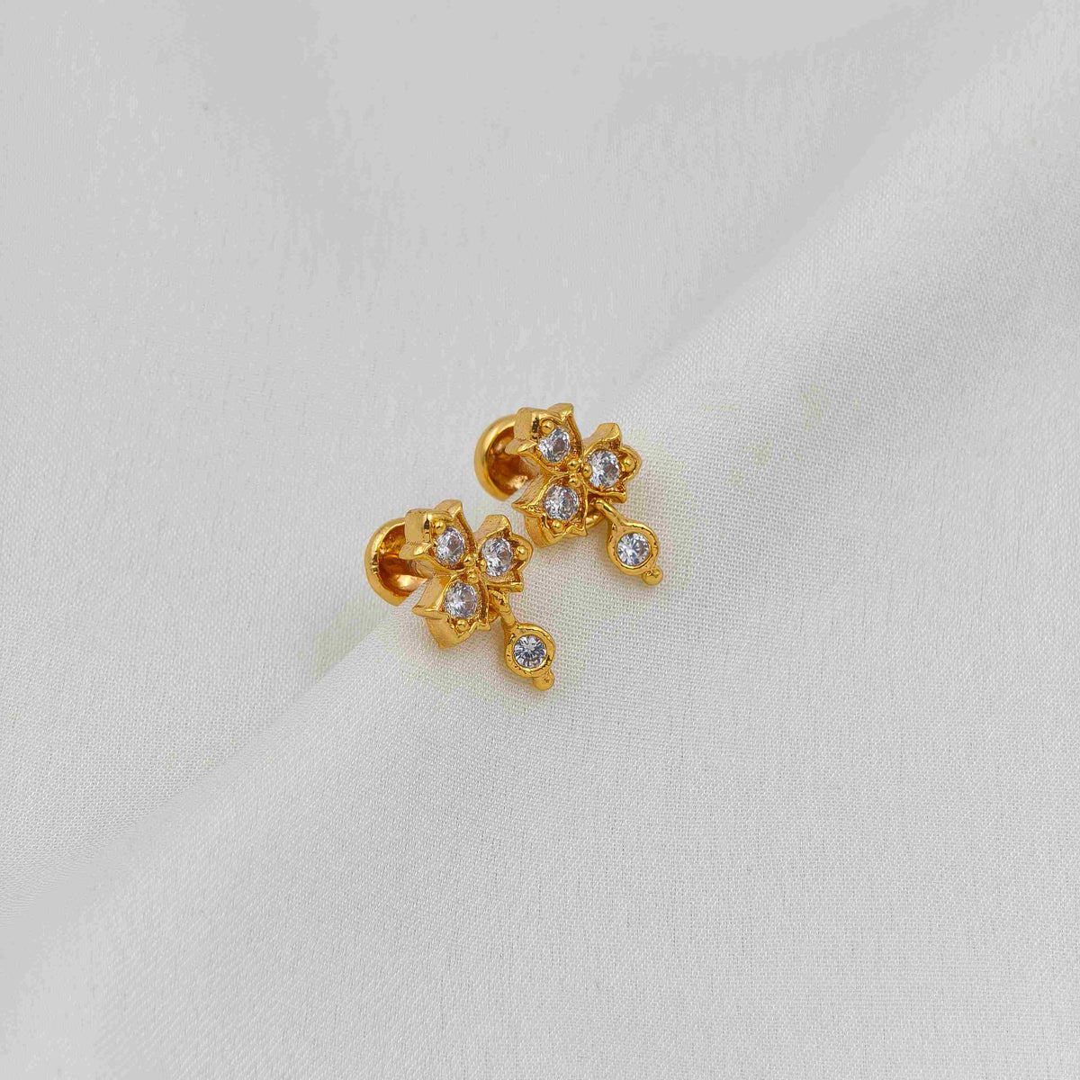 White stone hanging stud