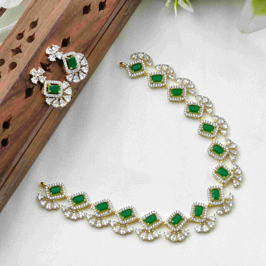 AD Green stone diamond necklace