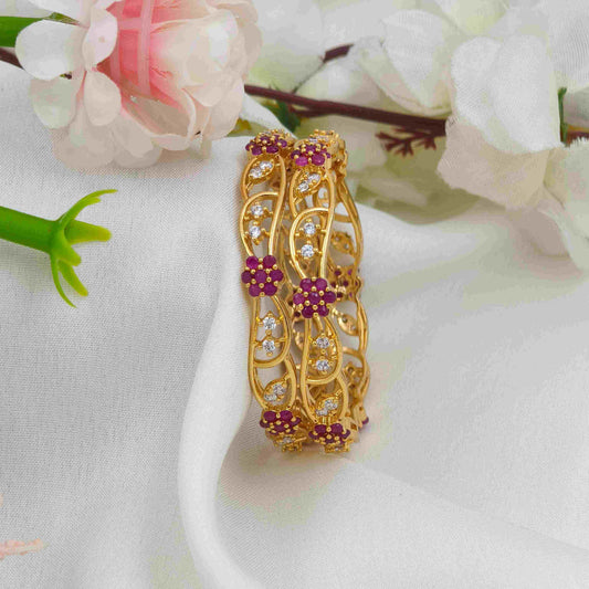 Ruby leaf diamond kids bangle