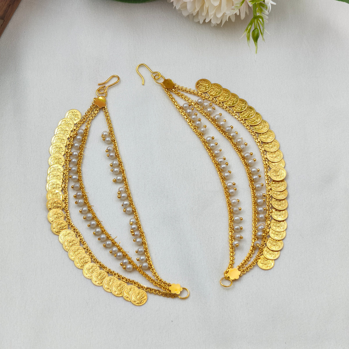 Multi layer full gold kasu with pearl Mattal