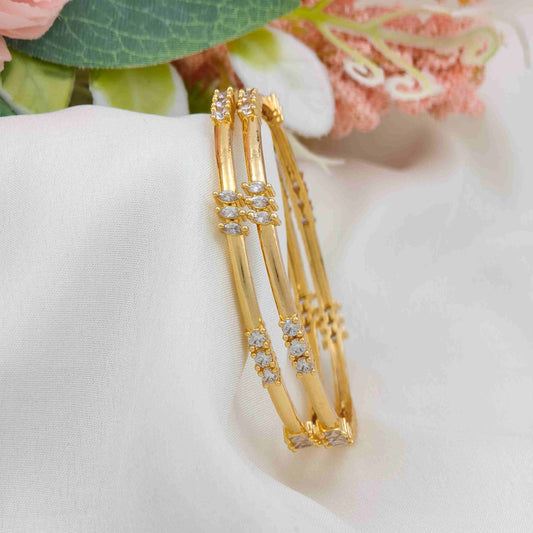 3 Diamond stone gold bangle