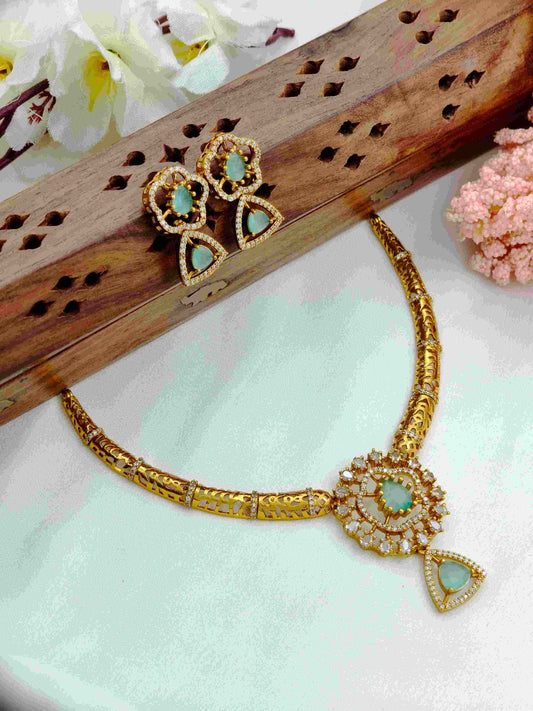 Aqua Blue Victorian hasli necklace