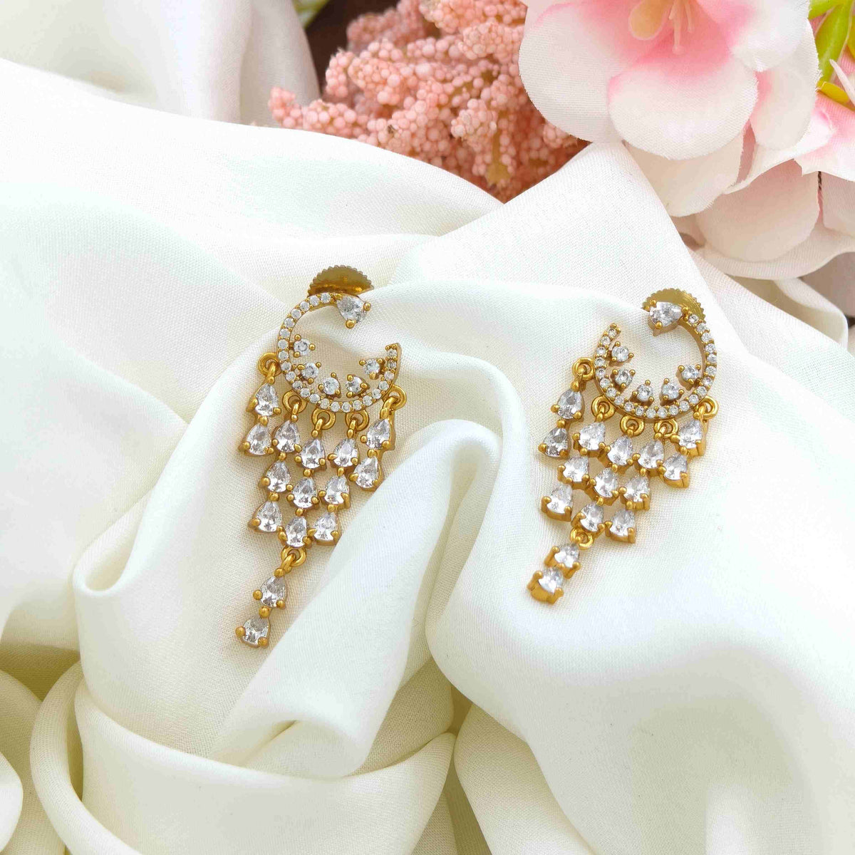 Tassel Drop Glossy stone Earrings