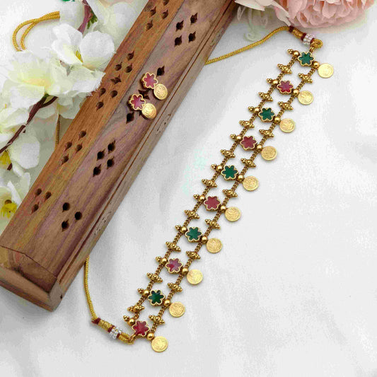 Multi color coin necklace