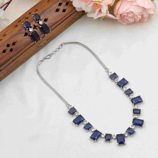 navy blue sliver necklace