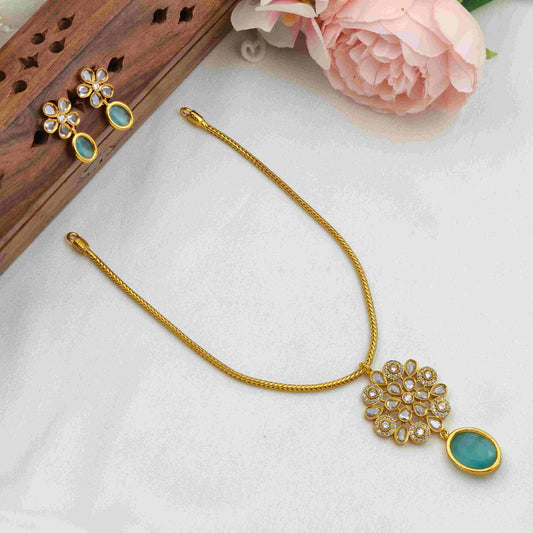 Hanging flora Aqua blue diamond necklace