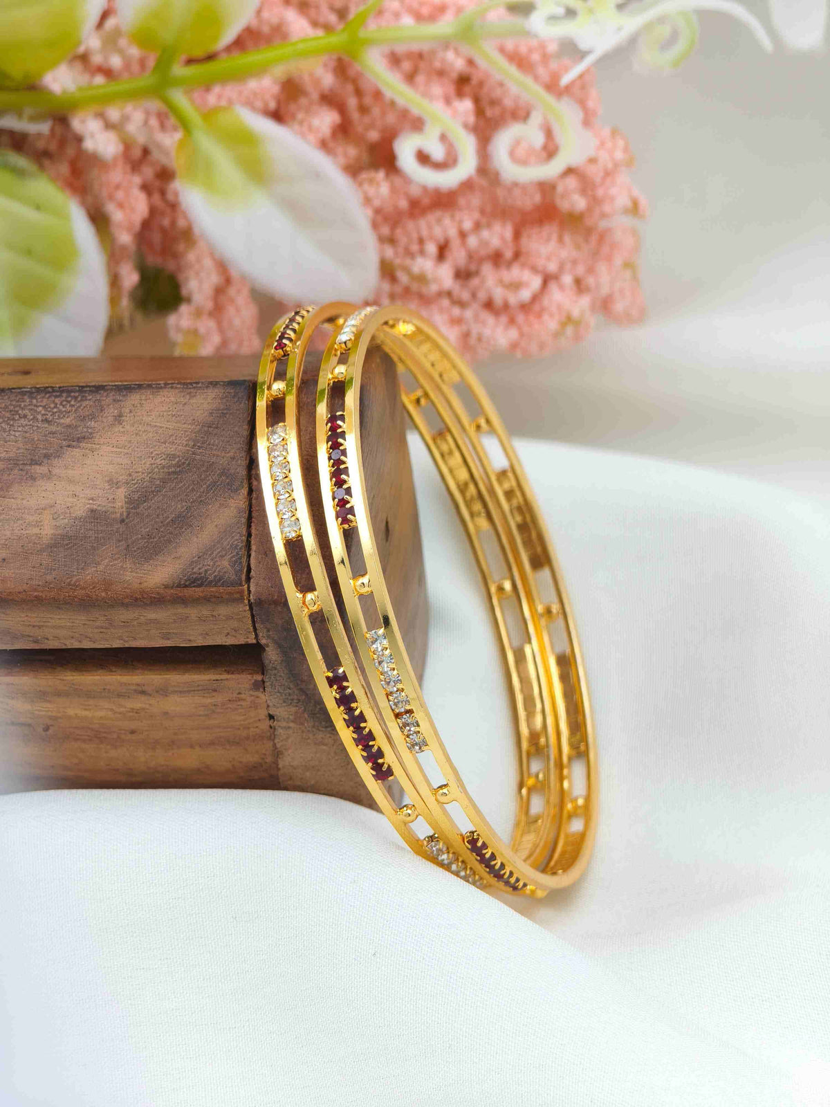 Ruby with white stone bangle