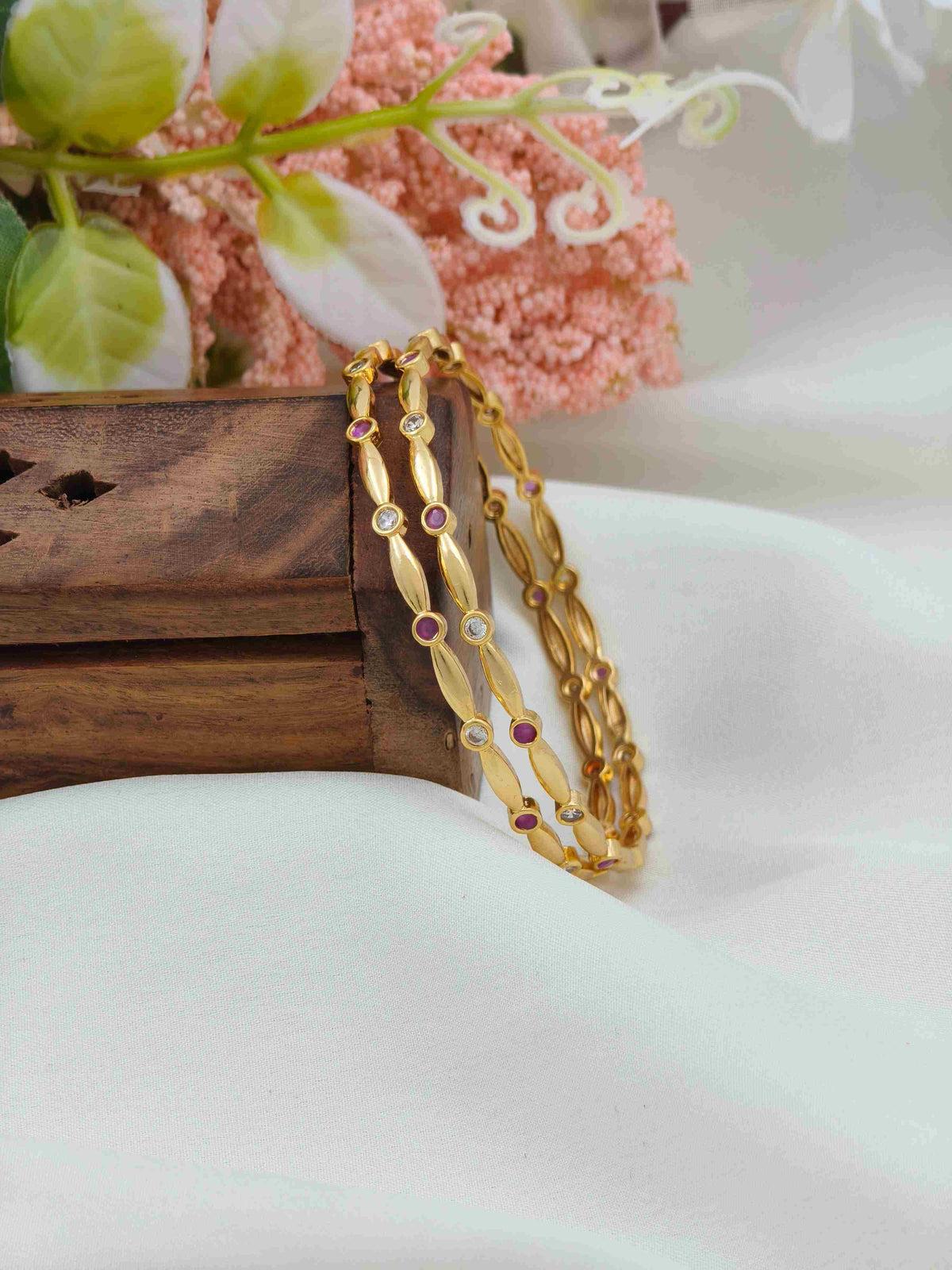 Little Ruby and white stone bangle
